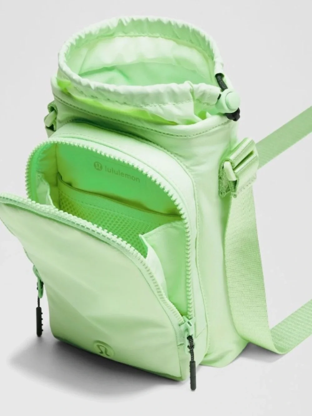 Lululemon Lime / Rainforest Green Crossbody Water Bottle with Front Pocket
